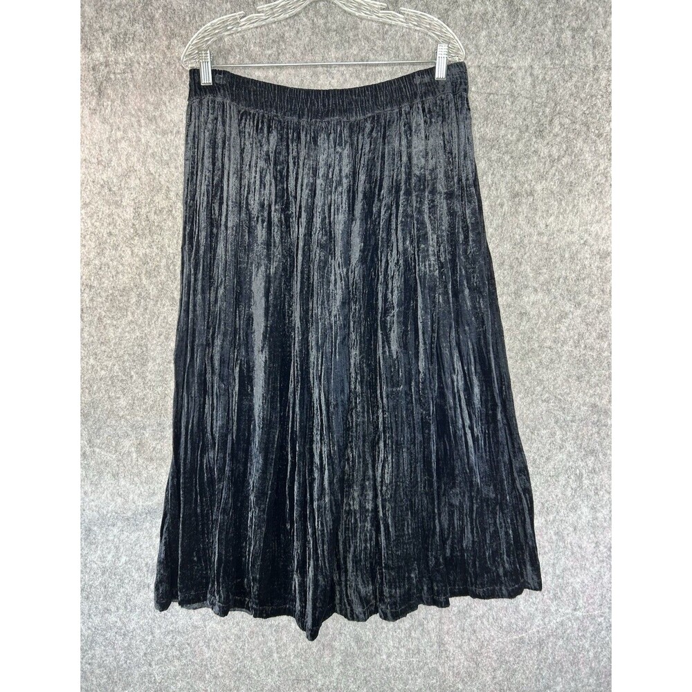 Vintage Sun River Velvet Midi Skirt Women's Size M Black Pleated Whimsigoth
